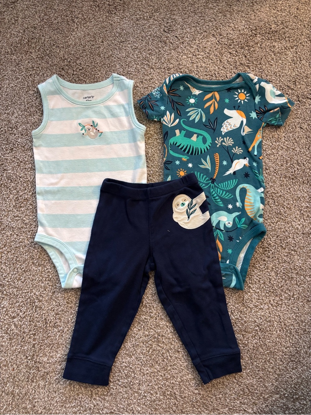 Carter’s 3 Piece Sloth Little Character Set 12M